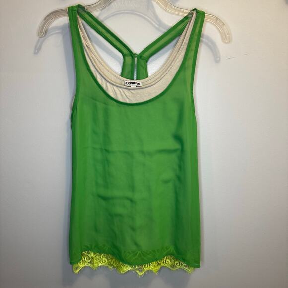 Express size XS Y2K double tank sheer with lace - Picture 8 of 8